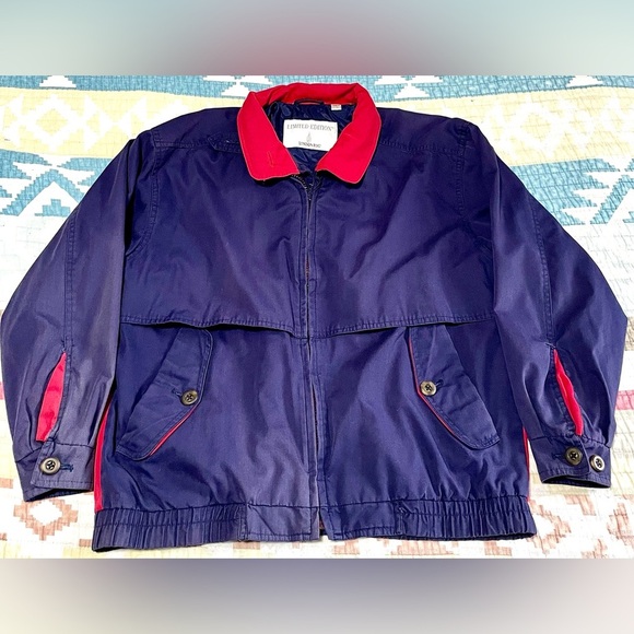 Vintage London Fog Limited Edition Colorblock Windbreaker Navy Red M-XS W-S - Picture 2 of 11